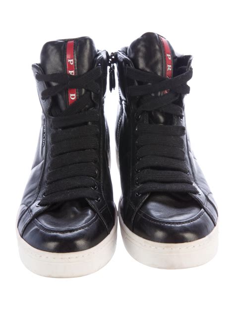 prada shoes women's sneakers|Prada leather high top sneakers.